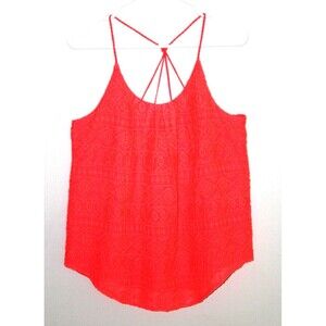 Lucky Brand Orange Boho Flowy Double Layered Strappy Textured Tank Top Womens S